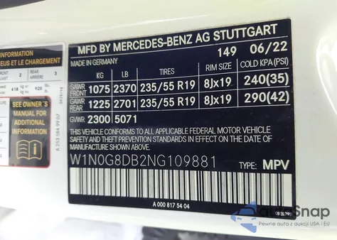 2022 Mercedes-Benz Glc 300 Suv z USA, uszkodzony, nr VIN W1N0G8DB2NG109881